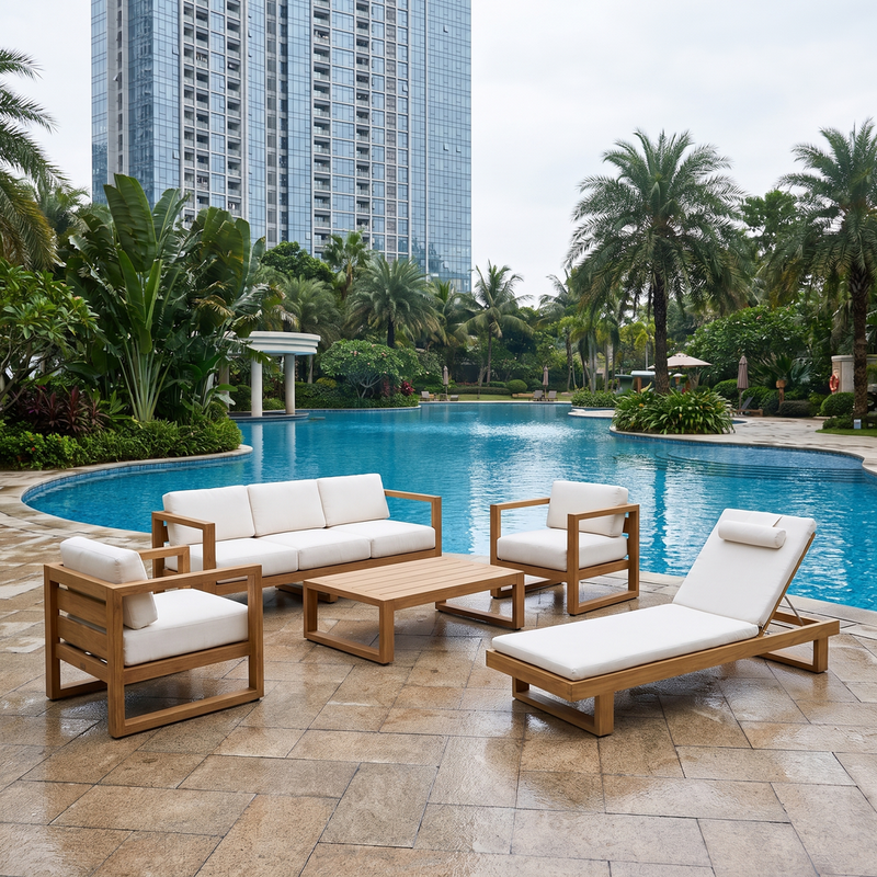 Pool and outdoor amenity at a multifamily community
